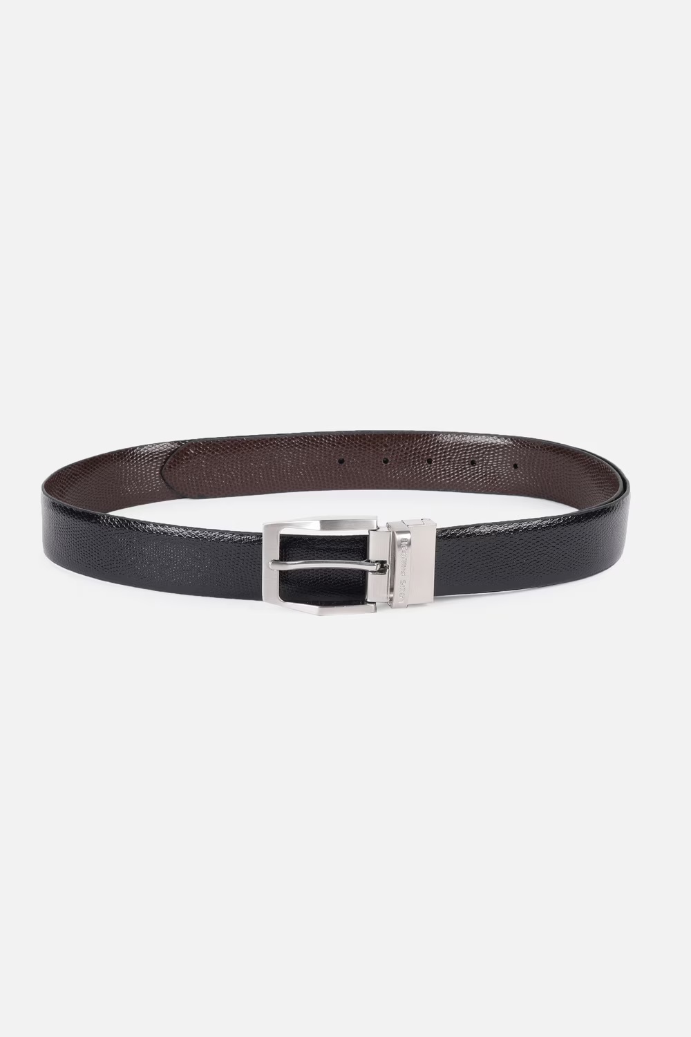 Men Black Textured 100% Polyester Casual Belt-Black