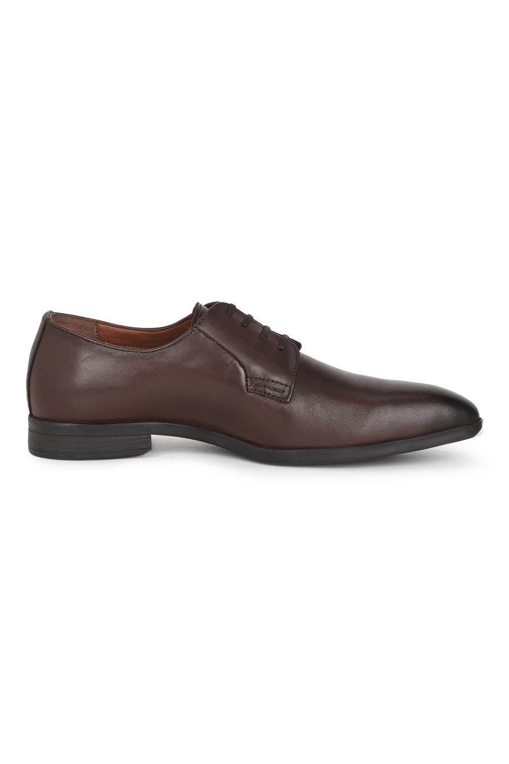 Men Classic Plain Toe Derby Leather Brown Lace Up Shoes-Brown