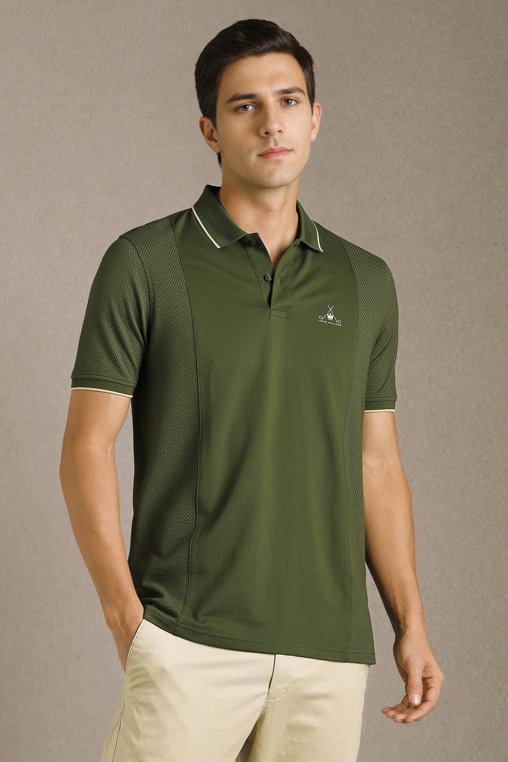 Men Olive Textured Polo Neck T-shirt-Olive 1 79952-men-olive-textured-polo-neck-t-shirt-olive-1.jpg
