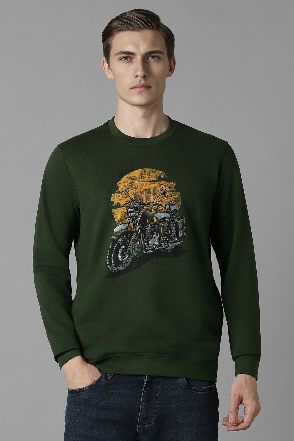Men Casual Green Graphic Print Sweatshirt-Green