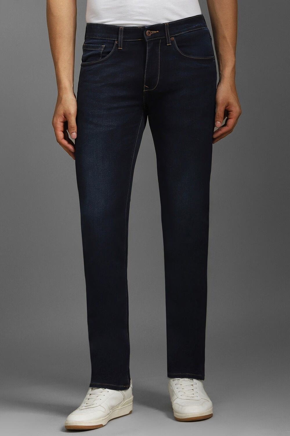 Men Navy Dark Slim Fit Jeans-Navy