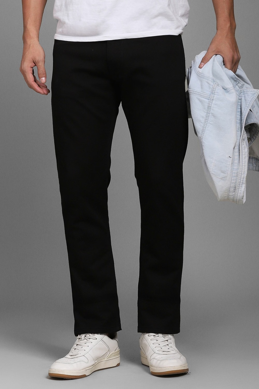 Men Black Dark Slim Fit Jeans-Black