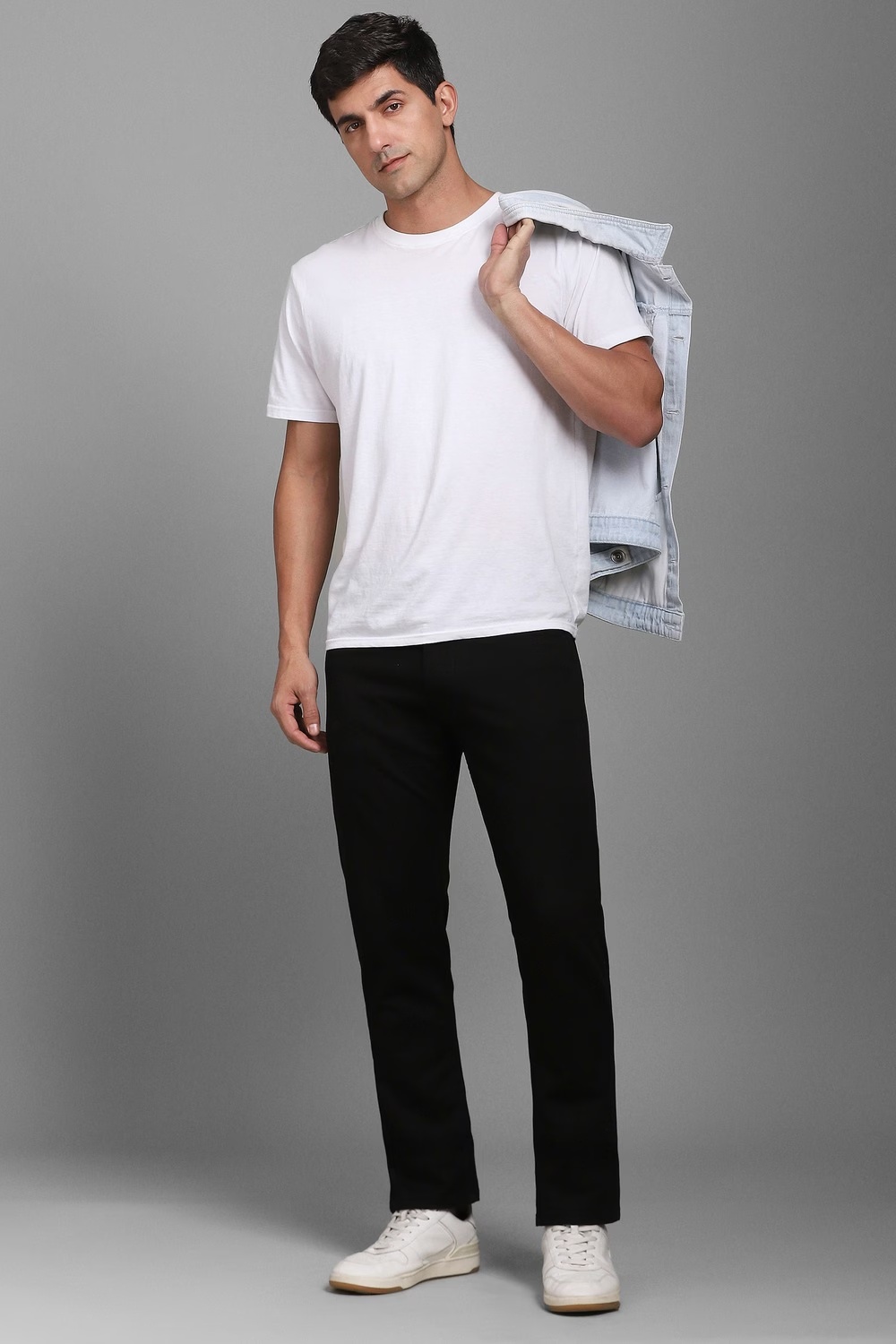 Men Black Dark Slim Fit Jeans-Black