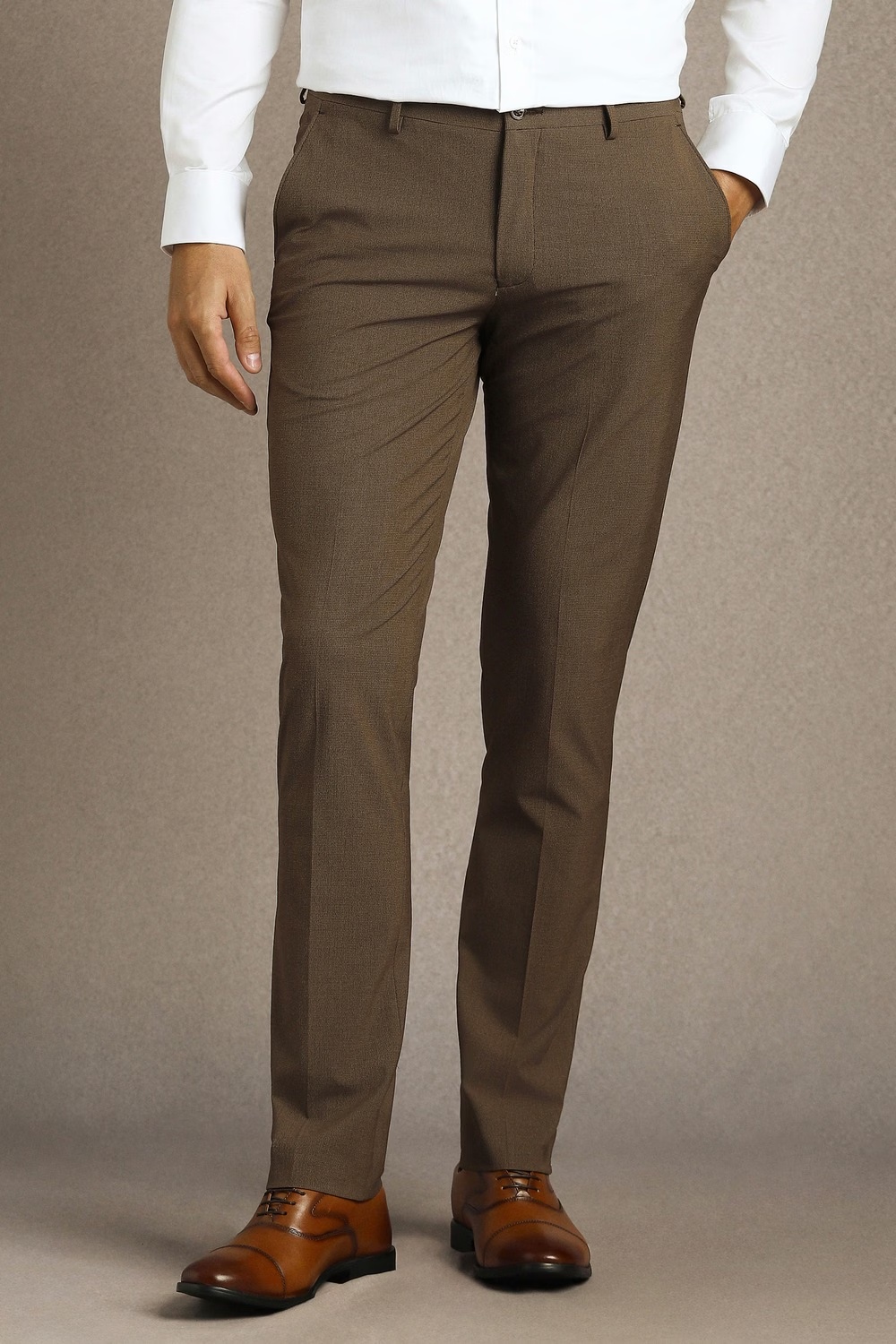 Men Brown Textured Flat Front Formal Trousers-Brown 1 80255-men-brown-textured-flat-front-formal-trousers-brown-1.jpg