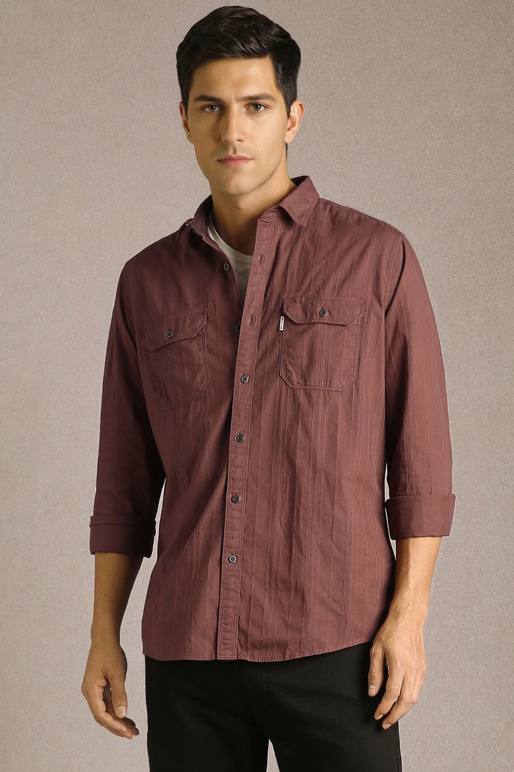 Men Brown Textured Full Sleeves Casual Shirt-Brown 1 80308-men-brown-textured-full-sleeves-casual-shirt-brown-1.jpg
