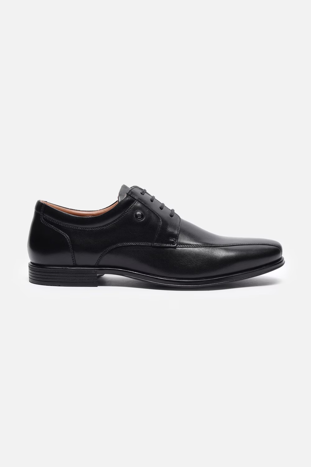 Men Black Leather Lace Up Shoes-Black
