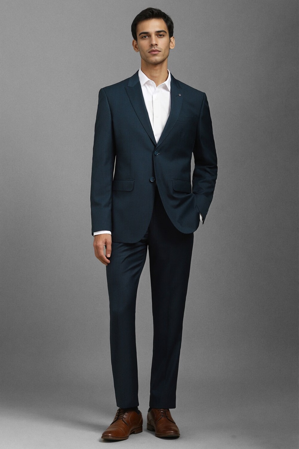 Men Green Slim Fit Check Formal Two Piece Suit-Green