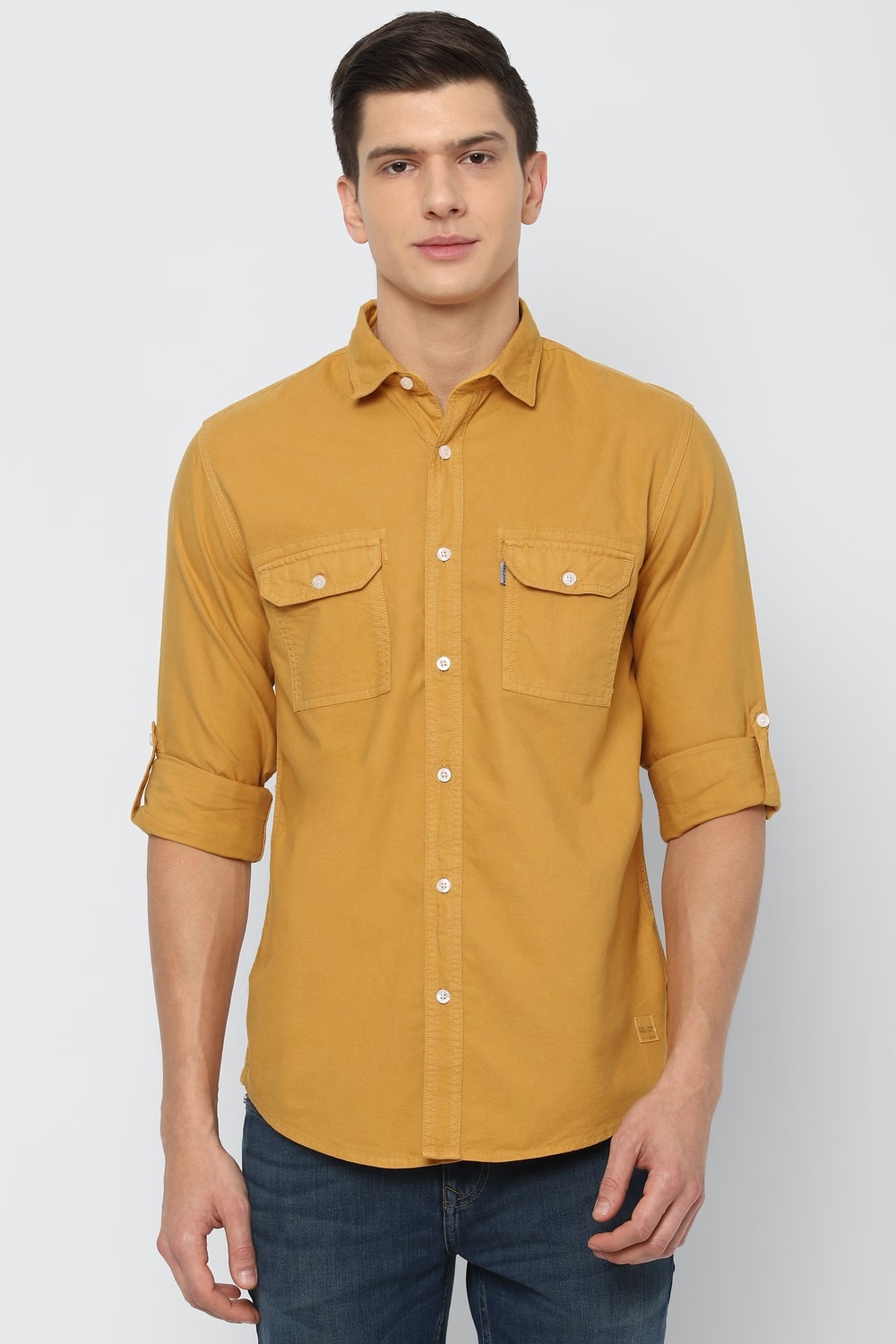 Men Yellow Super Slim Fit Solid Full Sleeves Casual Shirt-Yellow