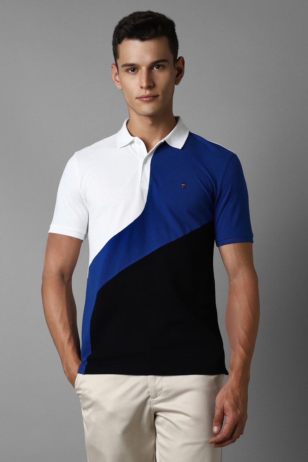 Men Multi Print Polo Neck T-shirt-Multi
