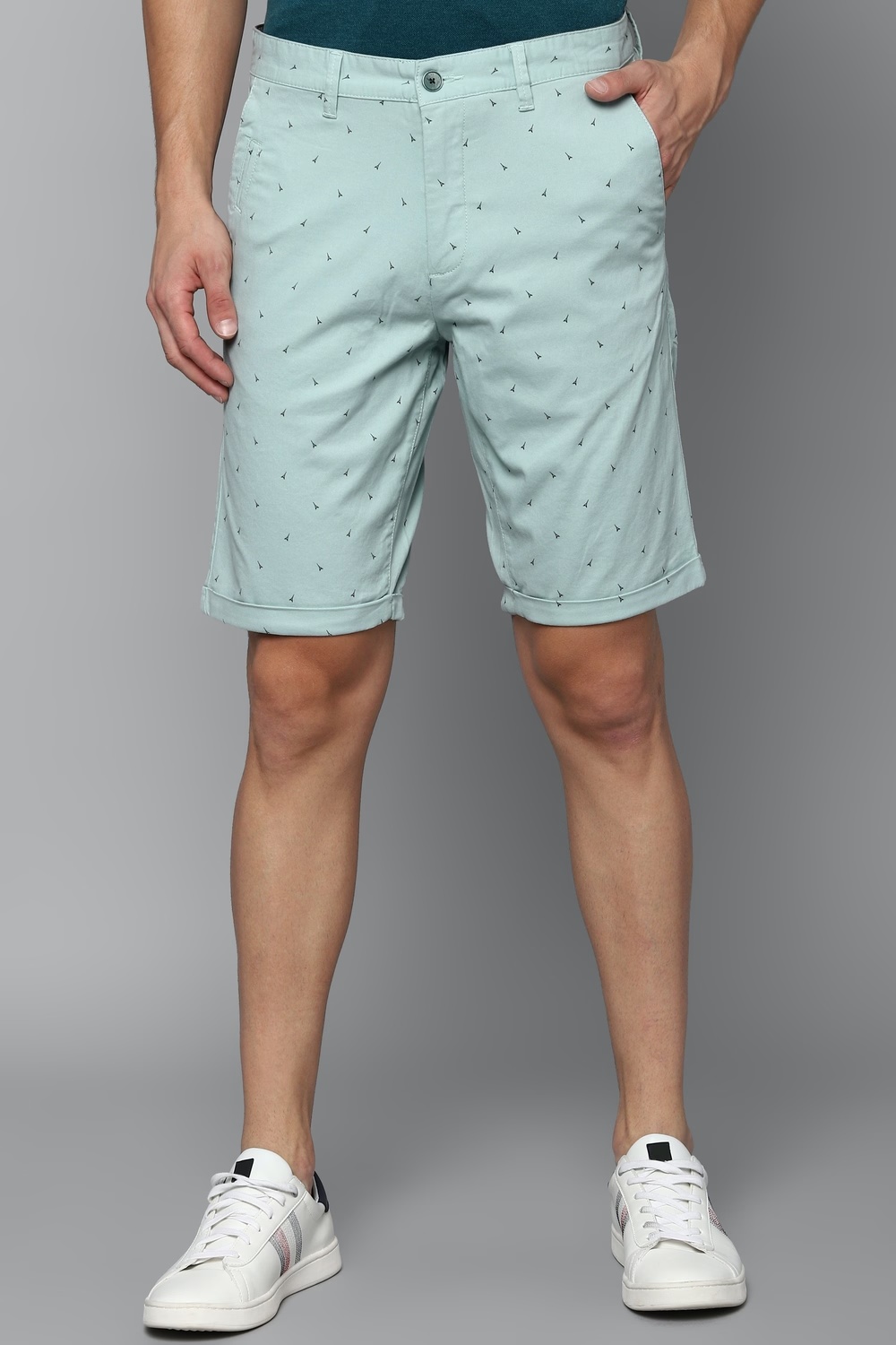 Men Blue Print Slim Fit Shorts-Blue