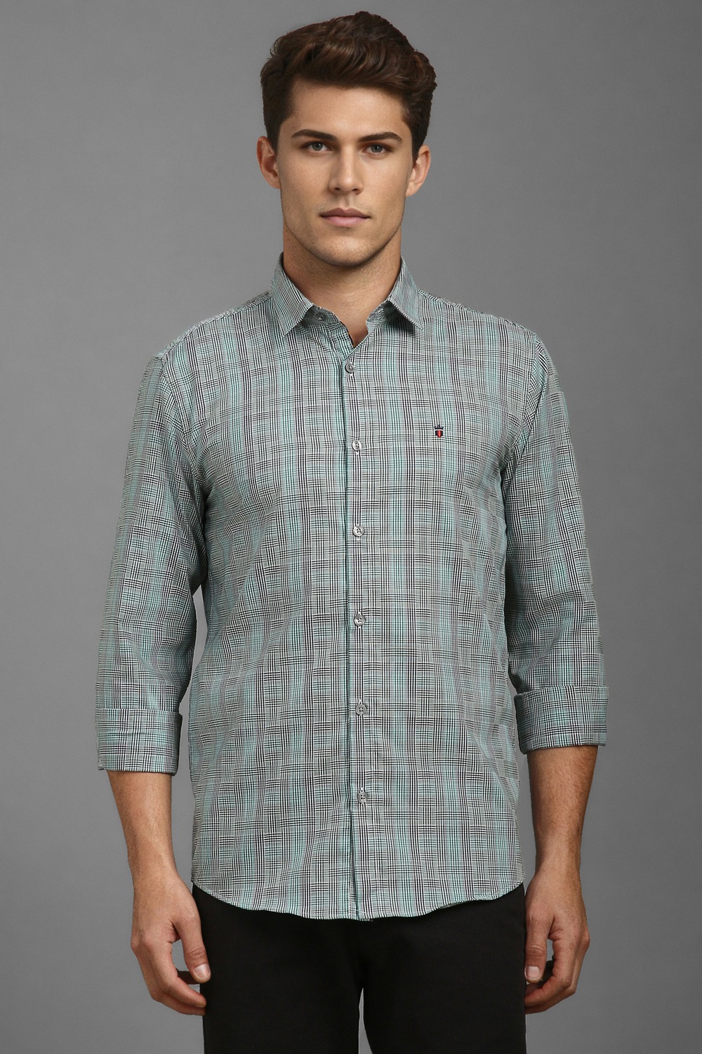 Men Green Check Full Sleeves Casual Shirt-Green