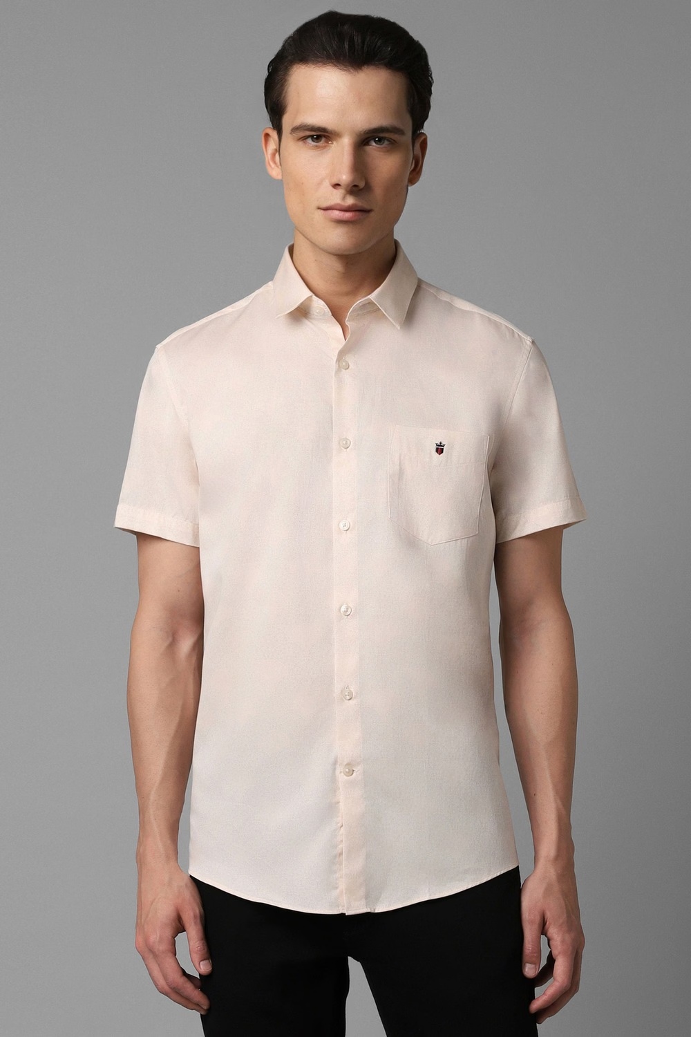 Men Beige Textured Half Sleeves Casual Shirt-Beige