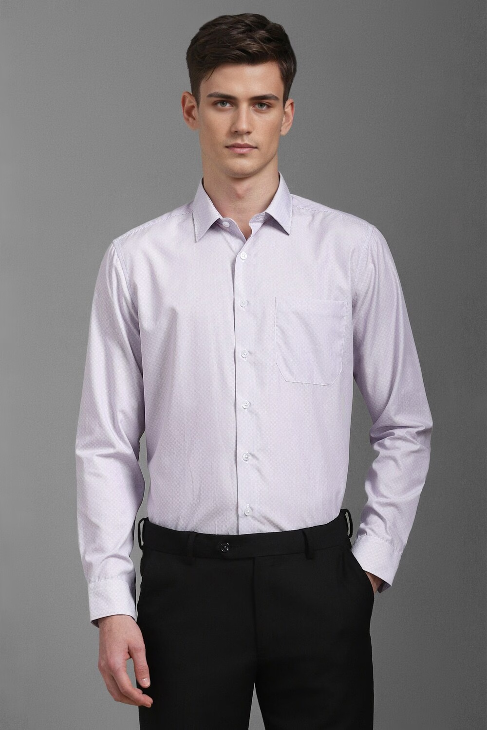 Men Lilac Slim Fit Textured Full Sleeves Formal Shirt-Lilac