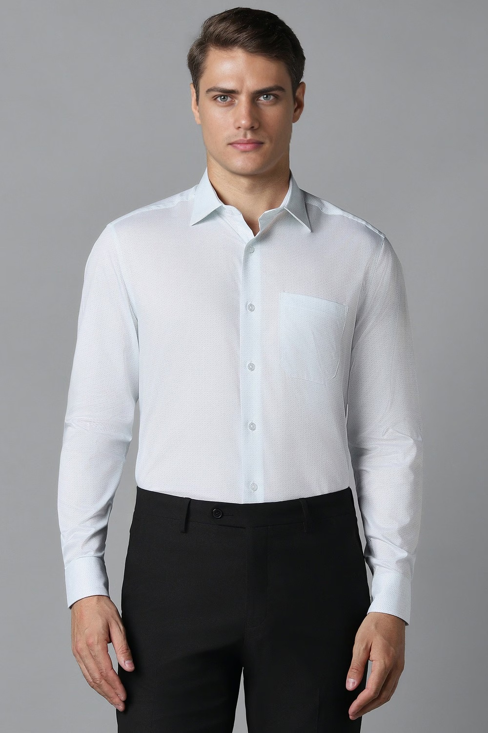 Men Light Blue Textured Full Sleeves Formal Shirt-Light Blue