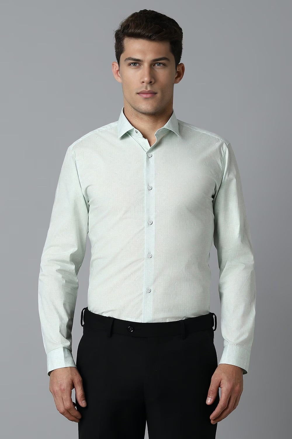 Men Green Print Full Sleeves Casual Shirt-Green