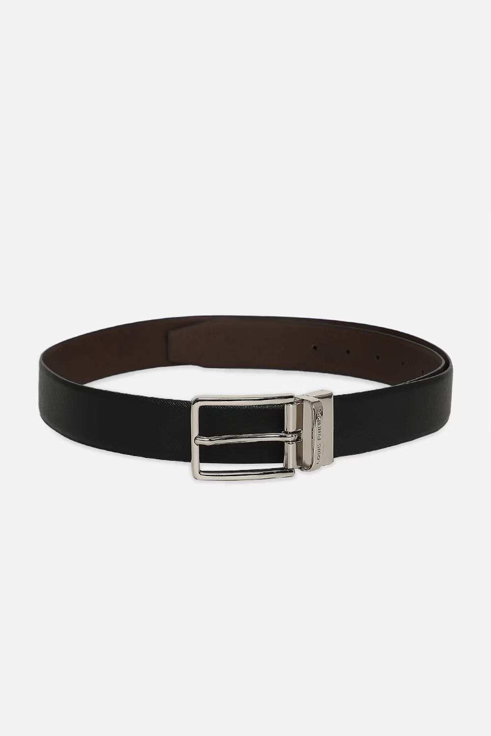 Men Black Solid Leather Formal Belt-Black