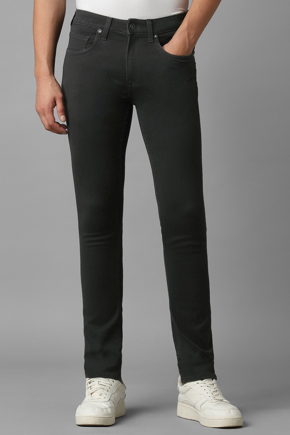 Men Black Dark Super Slim Fit Jeans-Black