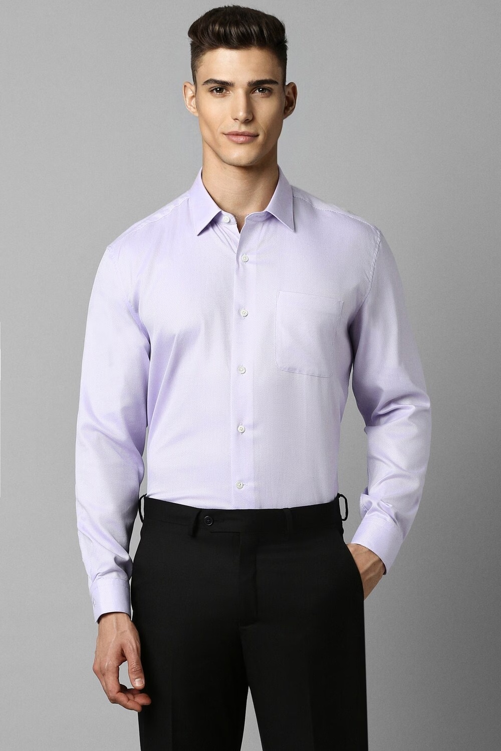 Men Purple Slim Fit Textured Full Sleeves Formal Shirt-Purple