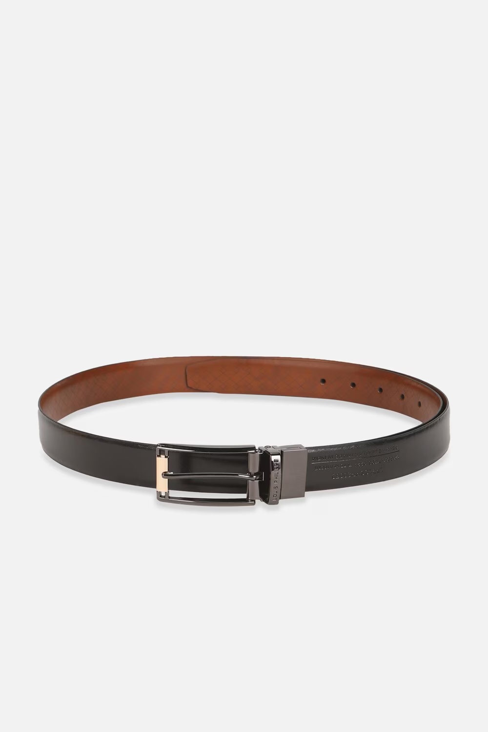 Men Brown Print Genuine Leather Formal Belt-Brown
